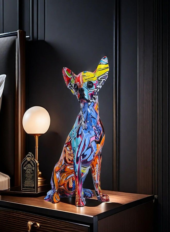 FUNSXBUG Colorful Chihuahua Dog Art Statue Figurines Sculpture Collectibles Home Office Living Room Desktop Display Decoration - Image 2